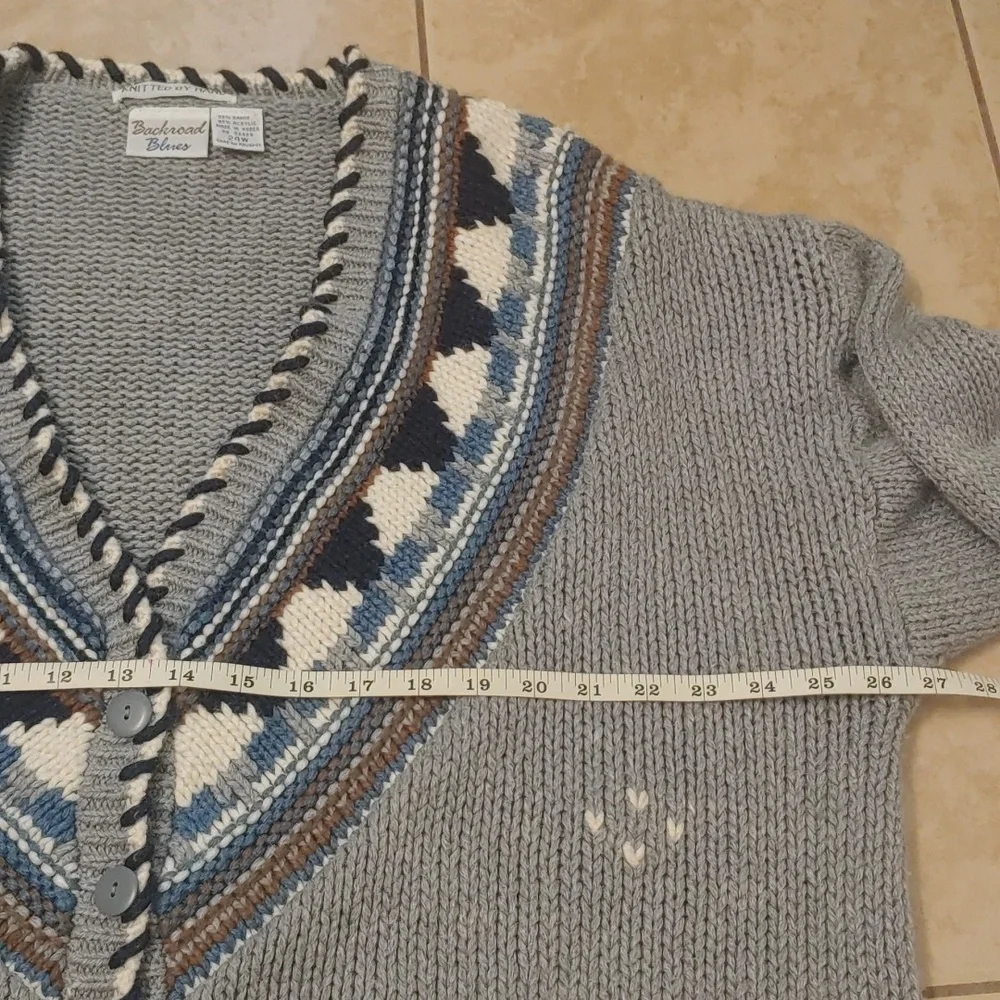VTG Backroad Blues Hand Knit Cardigan Women's Size 24W